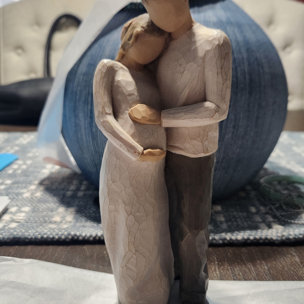 Tender Embrace Couple Sculpture in Cream and Tan